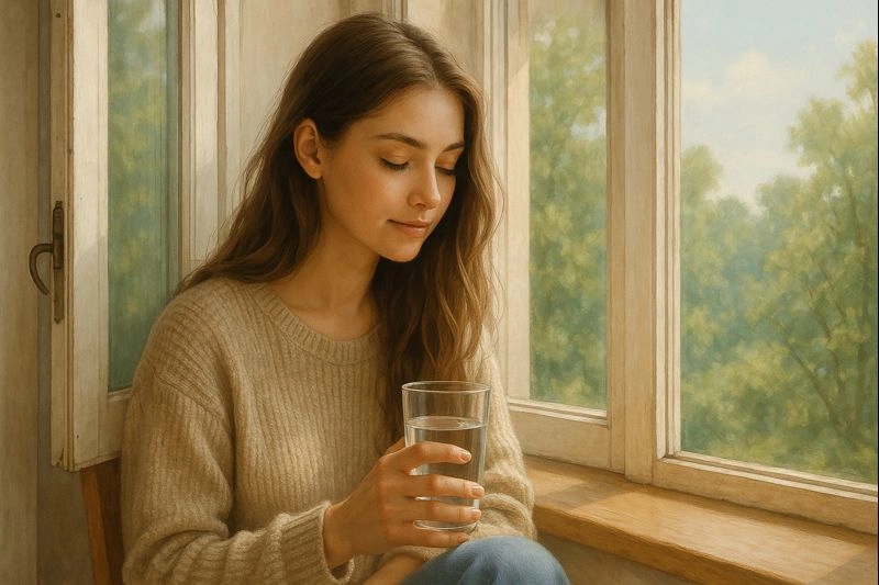 ایده های حال خوب با نوشیدن لیوان اب