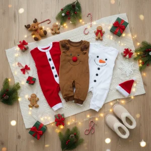 ست لباس کریسمس کودک و نوزاد برای عکس و جشن خانوادگی