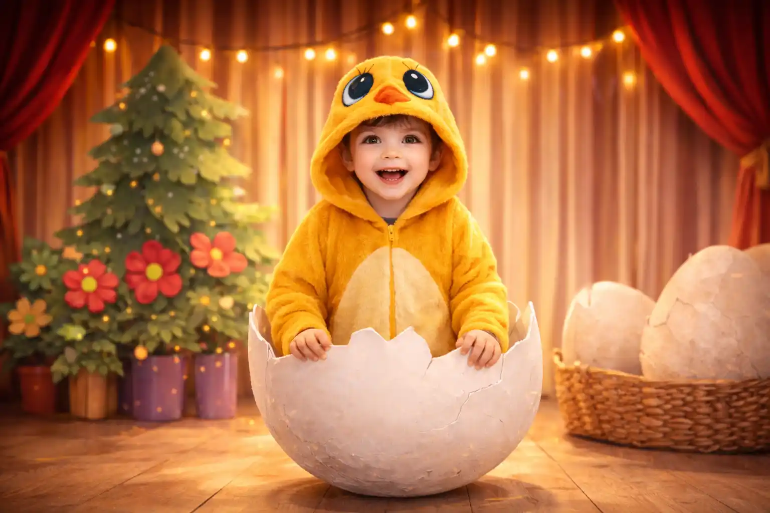 تئاتر کودک با لباس سرهمی جوجه ای